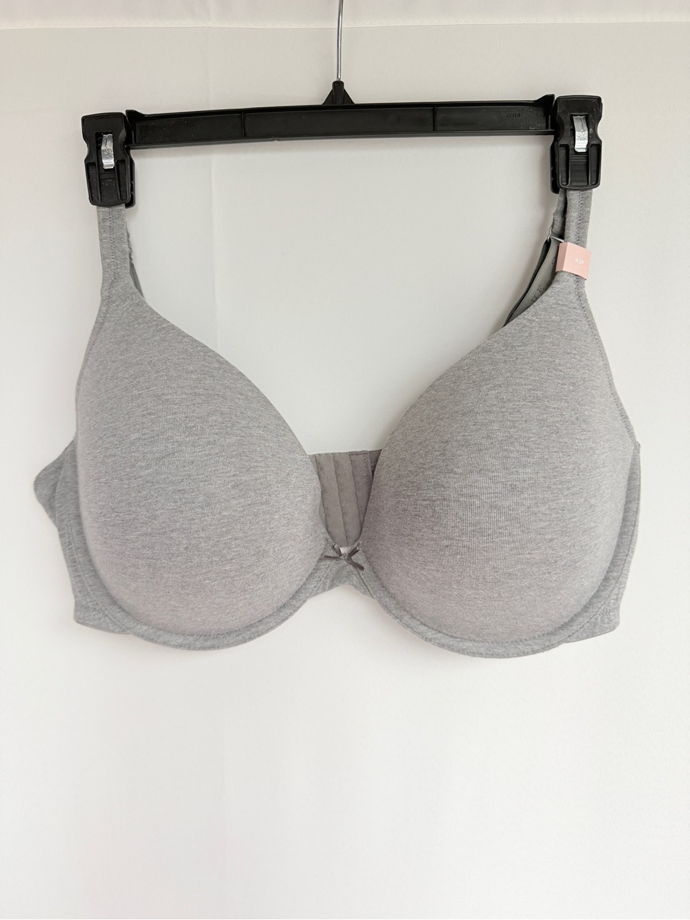 Cacique Cotton Boost Plunge Underwire Bra 42F Heather Gray NWT Lightly Lined Pus